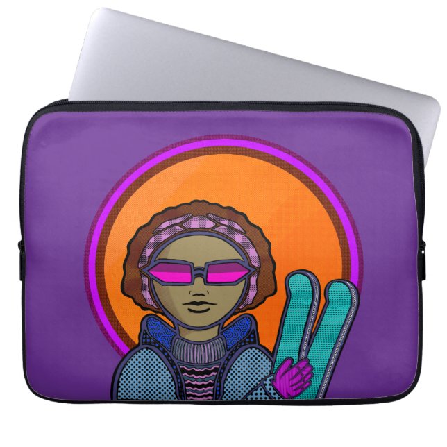 Klaar om te skiën laptop sleeve (Voorkant)