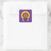 Klaar om te skiën vierkante sticker (Tas)
