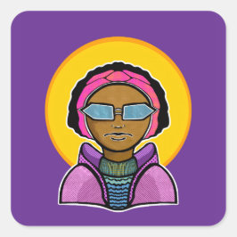 Klaar om te skiën vierkante sticker