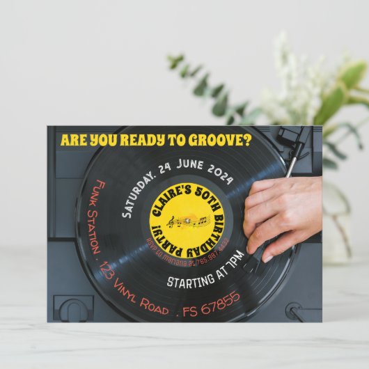 Klaar om te swingen Retro muziek Vinyl 60s 70s Kaart (Staand voorkant)