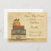 Klaar om te vliegen Tortelduifjes Bewaar het datum Aankondigingskaart (Voorkant / Achterkant)