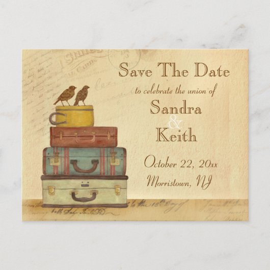 Klaar om te vliegen Tortelduifjes Bewaar het datum Aankondigingskaart (Voorkant)