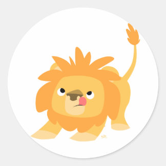 Klaar om te voorjaar Cartoon Leeuw ronde sticker