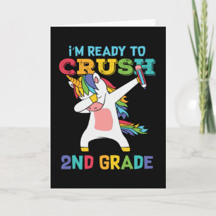 Klaar om tweede klas achter school Unicorn Dabbing Kaart