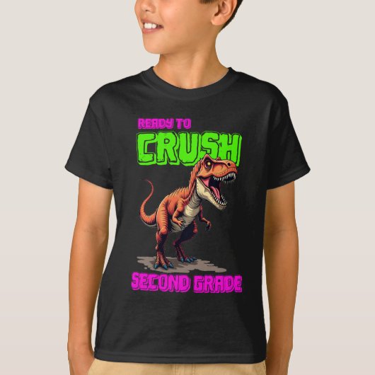 Klaar om tweede klas T-Rex School T-shirt te verpl (Voorkant)