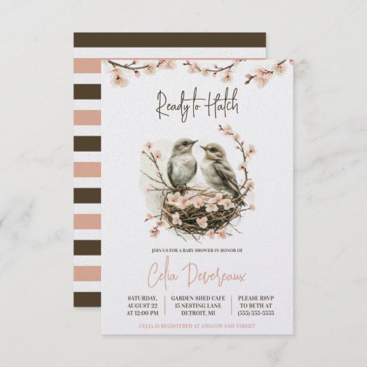 Klaar om uit te komen! Schattige Nesting Birds Bab Kaart (Voorkant / Achterkant)