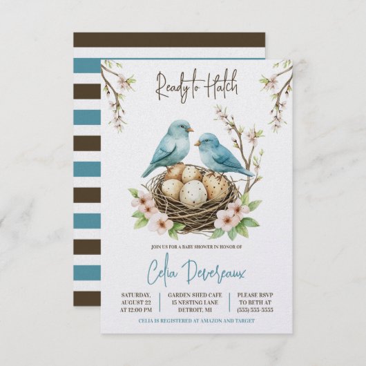 Klaar om uit te komen! Schattige Nesting Birds Bab Kaart (Voorkant / Achterkant)