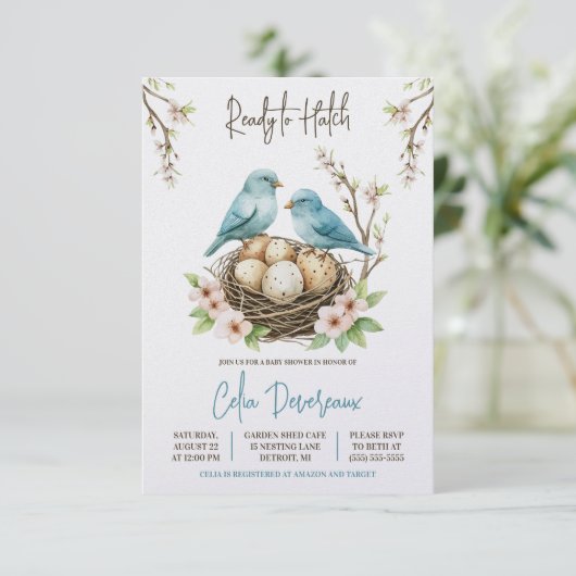 Klaar om uit te komen! Schattige Nesting Birds Bab Kaart (Staand voorkant)