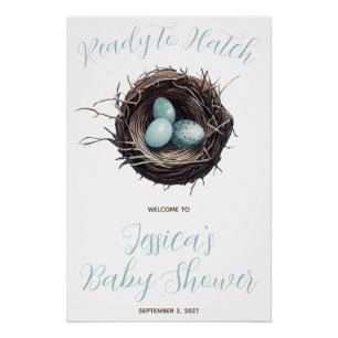Klaar om uit te komen, Vogelnest, Baby shower Welk Perfect Poster