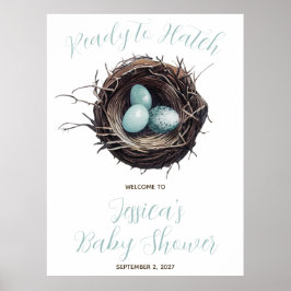 Klaar om uit te komen, Vogelnest, Baby shower Welk Poster
