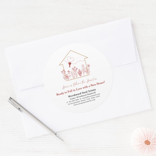 Klaar om verliefd te worden op een nieuw huis? | P Ronde Sticker (Envelop)