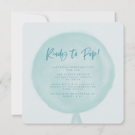 Klaar om waterverf ballon baby shower pop uit te n (Achterkant)