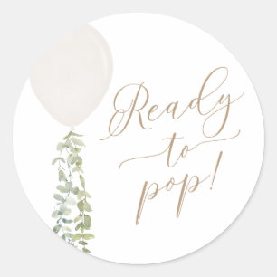 Klaar om witte ballon Eucalyptus Baby shower te Po Ronde Sticker