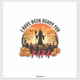 Klaar Papa Halloween Heks Pompoenen Graf Sticker
