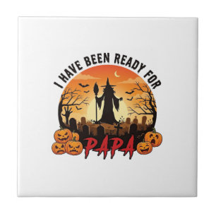 Klaar Papa Halloween Heks Pompoenen Graf Tegeltje