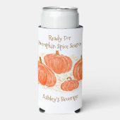Klaar Pumpkin Spice PERSONALISEREN Waterverf Pompo Seltzer Blikjeskoeler (Seltzer Voorkant)