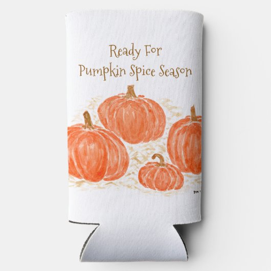 Klaar Pumpkin Spice PERSONALISEREN Waterverf Pompo Seltzer Blikjeskoeler (Achterkant)