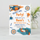 Klaar, Richt, Feest! Dart | Nerf Gun Thema Verjaar Kaart (Staand voorkant)