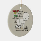 Klaar, Set, ga geloven! Keramisch Ornament (Rechts)