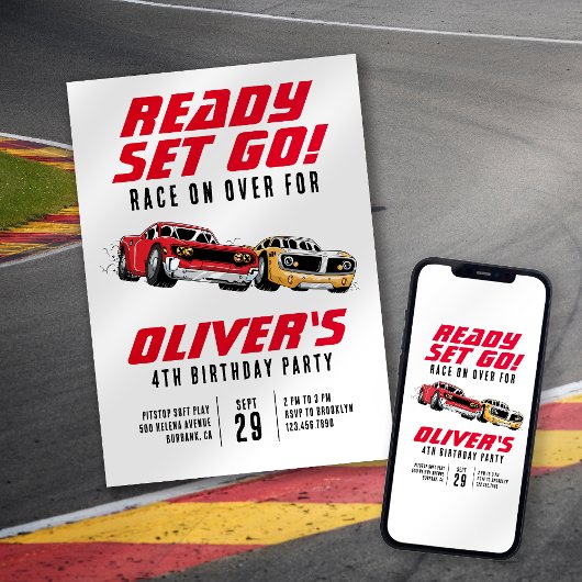Klaar set Go! Cars Birthday Party Kaart