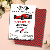 Klaar set go rode raceauto moderne 4e verjaardag kaart