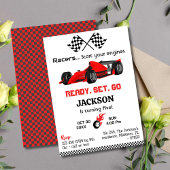 Klaar set go rode raceauto moderne 5e verjaardag kaart