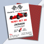 Klaar set go rode raceauto moderne 8e verjaardag kaart