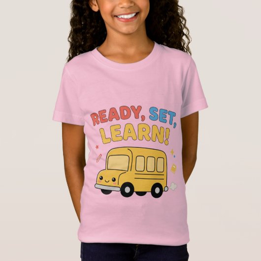 Klaar, Set, Leer Schattige Schoolbus Terug naar Sc T-shirt (Voorkant)