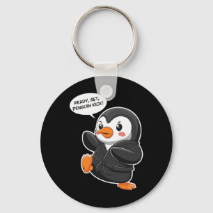 Klaar Set Penguin Kick Martial Art Karate Schattig Sleutelhanger