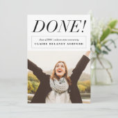 Klaar! Stijlvolle Afstuderen Foto-aankondigingen Kaart (Staand voorkant)