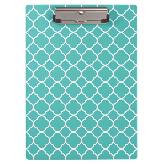 Klaar Teal Quatrefoil Klembord (Voorkant)