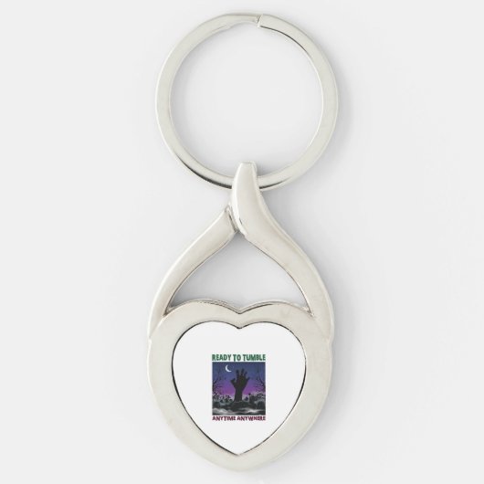 Klaar Tuimel Zombie Hand Halloween Kerkhof Maan_ Sleutelhanger (Voorkant)