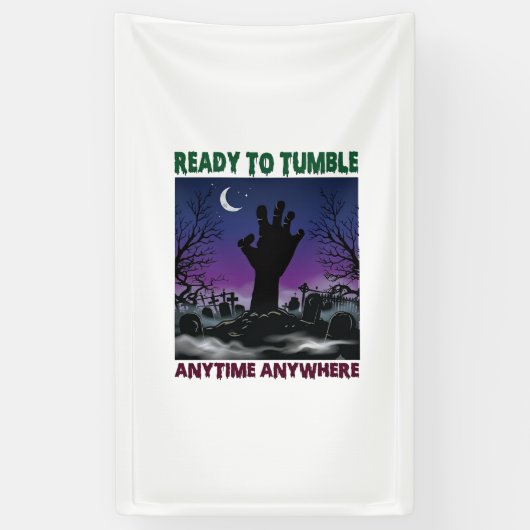 Klaar Tuimel Zombie Hand Halloween Kerkhof Maan_ Spandoek (Verticaal)