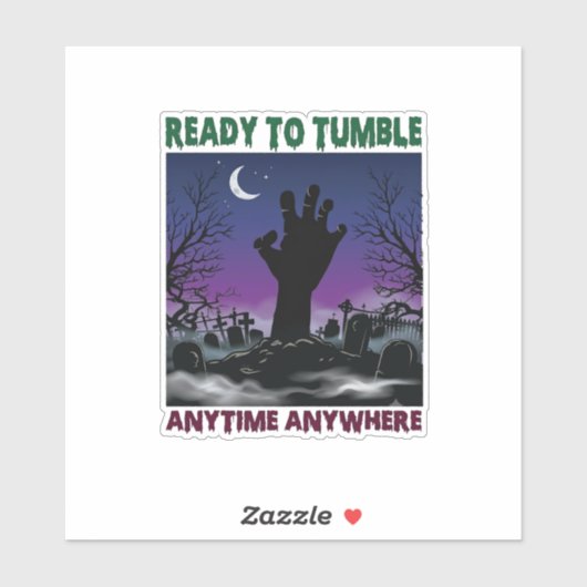 Klaar Tuimel Zombie Hand Halloween Kerkhof Maan_ Sticker (Vel)