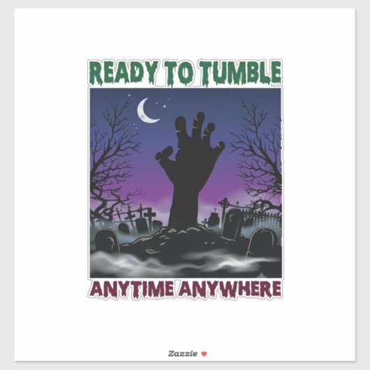 Klaar Tuimel Zombie Hand Halloween Kerkhof Maan_ Sticker (Vel)
