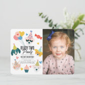 Klaar Twee Pawty Honden & Kat Foto 2e verjaardag Kaart (Staand voorkant)