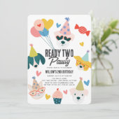 Klaar Twee Pawty Honden & Kattenballonnen 2e verja Kaart (Staand voorkant)