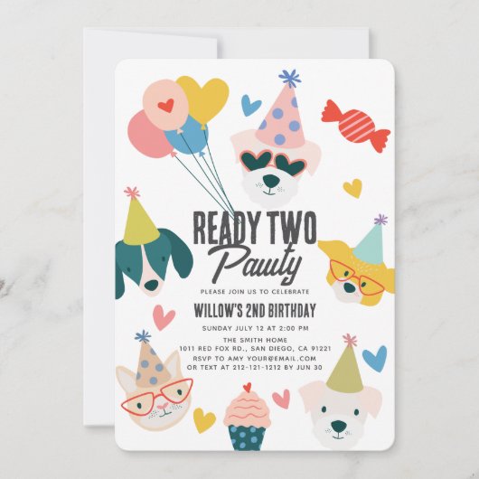 Klaar Twee Pawty Honden & Kattenballonnen 2e verja Kaart (Voorkant)