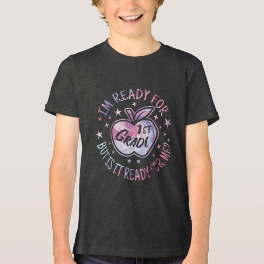 Klaar voor 1e klas swirl Apple Tri-Blend Shirt (Voorkant)