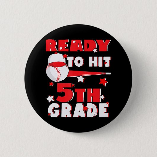 Klaar voor 5e graad Baseball Kind Terug Ronde Button 5,7 Cm (Voorkant)