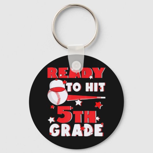 Klaar voor 5e graad Baseball Kind Terug Sleutelhanger (Voorkant)