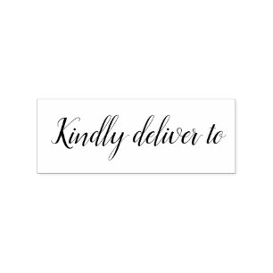 Klaar voor aflevering op kalligrafirubberstempel rubberstempel