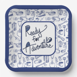 Klaar voor Avontuur Camping Gear Patroon Papieren Bordje
