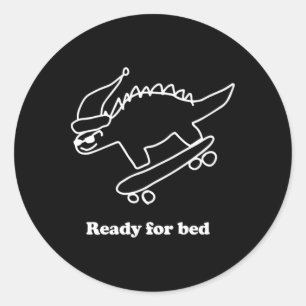 Klaar Voor Bed Dinosaurus Skateboarden  Ronde Sticker