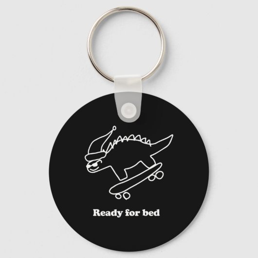 Klaar Voor Bed Dinosaurus Skateboarden  Sleutelhanger (Voorkant)