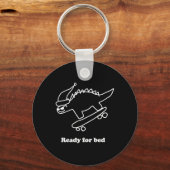 Klaar Voor Bed Dinosaurus Skateboarden  Sleutelhanger (Voorkant)