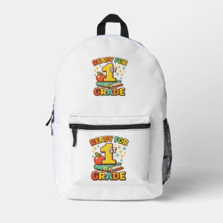 Klaar voor de 1e klas Retro Apple-boek Eerste dag Bedrukte Rugzak