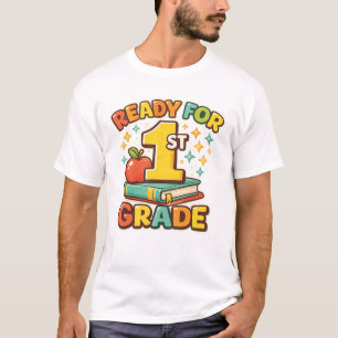 Klaar voor de 1e klas Retro Apple-boek Eerste scho T-shirt