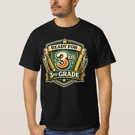 Klaar voor de 3e klas Retro Potlood Terug naar Sch T-shirt (Voorkant)