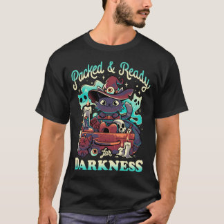 Klaar voor de duisternis - Schattigee heksenkat T-shirt